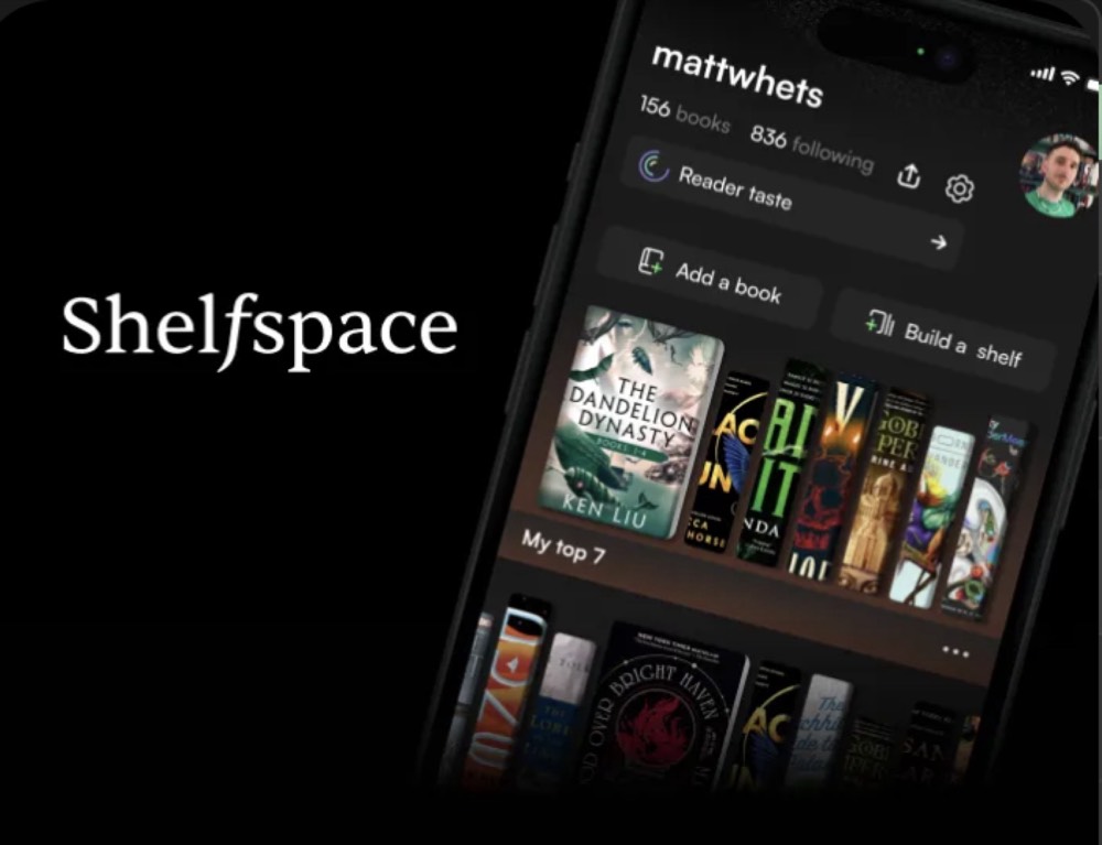 Shelfspace app showing a reader’s shelf and top 7 books